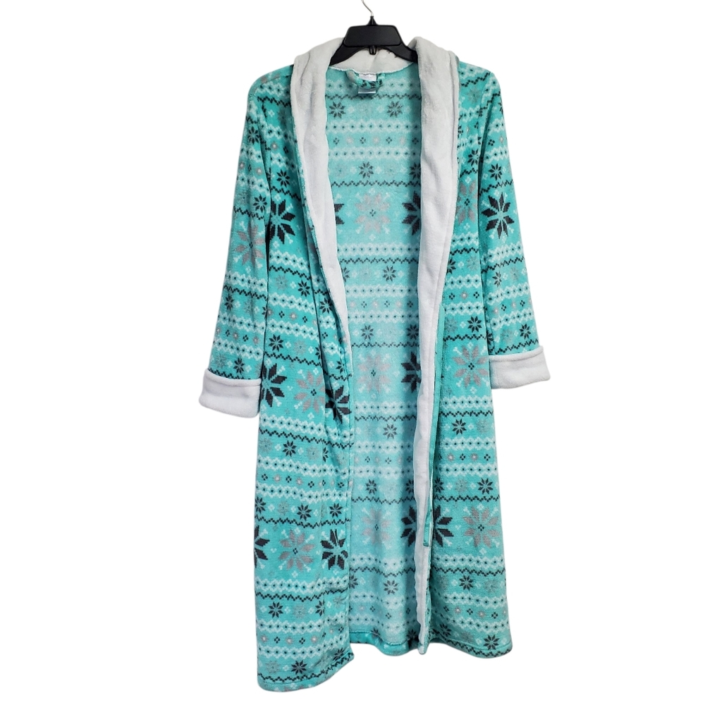 Secret Treasures Teal Snowflake Women's Robe Size M (8-10)